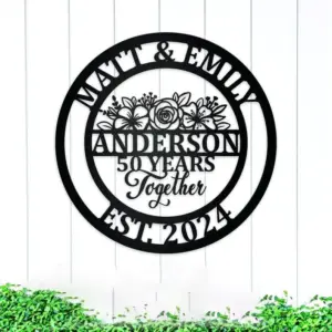 Personalized 50 Years Floral Metal Sign