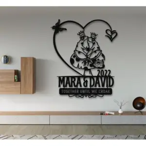 Personalized Frog Couple Metal Wall Sign