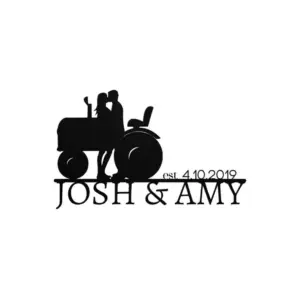 Personalized Farmer Tractor Couple Address Sign