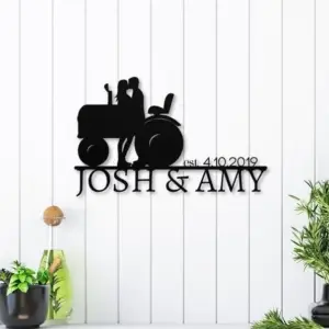 Personalized Farmer Tractor Couple Address Sign