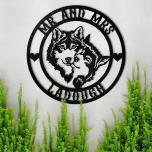 Personalized Wolf Couple Address Sign