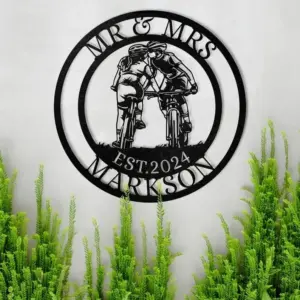 Personalized Mountain Bike Couple Address Sign