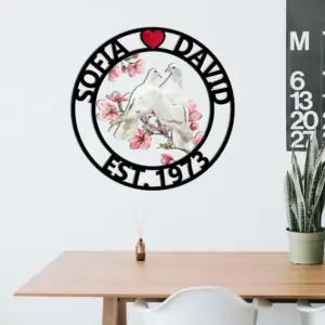 Personalized Dove Couple Metal Sign