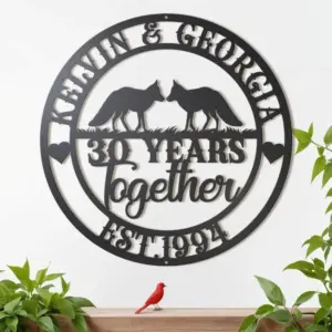 Personalized Fox Couple Metal Wall Sign