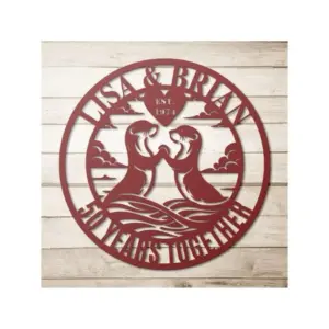 Personalized Otter Couple Metal Sign
