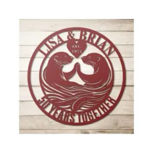Personalized Otter Anniversary Metal Sign