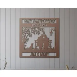 Personalized Autumn Dog Couple Custom Name Sign
