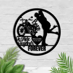 Personalized Motorcycle Couple Custom Name Sign